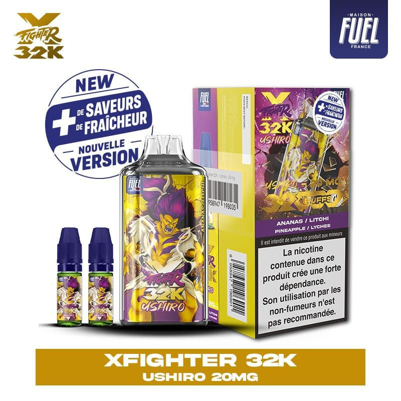 Xfighter 32k puff 20mg rechargeable - liquide fighter fuel & aspire ushiro