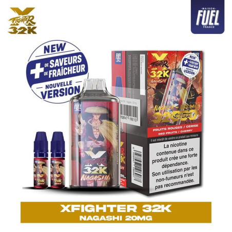 Xfighter 32k puff 20mg rechargeable - liquide fighter fuel & aspire nagashi