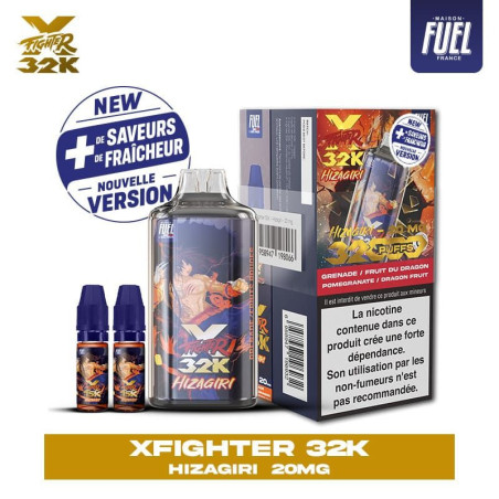 Xfighter 32k puff 20mg rechargeable - liquide fighter fuel & aspire hizagiri