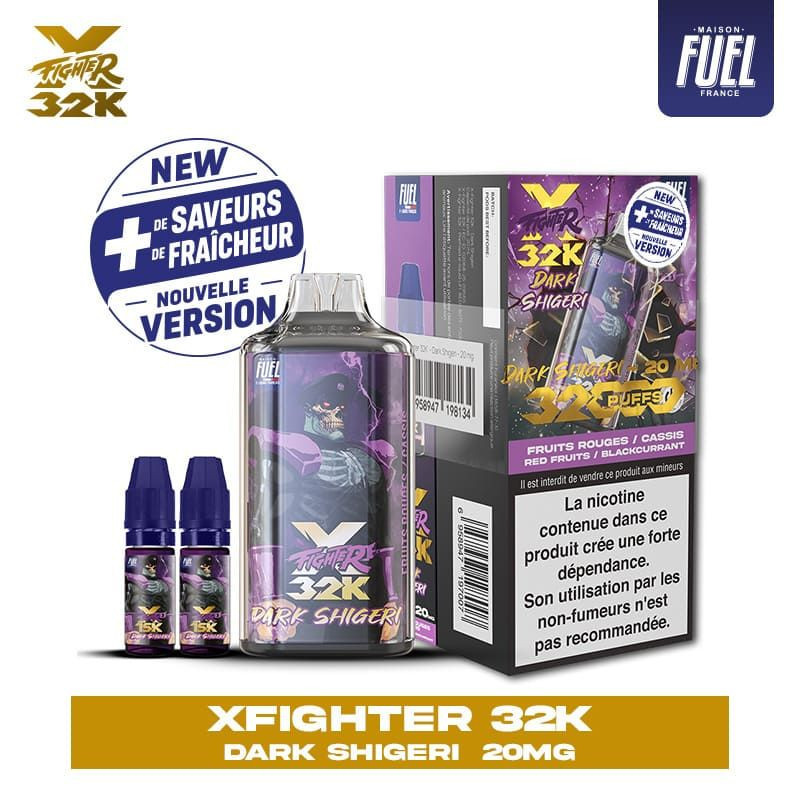 Xfighter 32k puff 20mg rechargeable - liquide fighter fuel & aspire dark shigeri